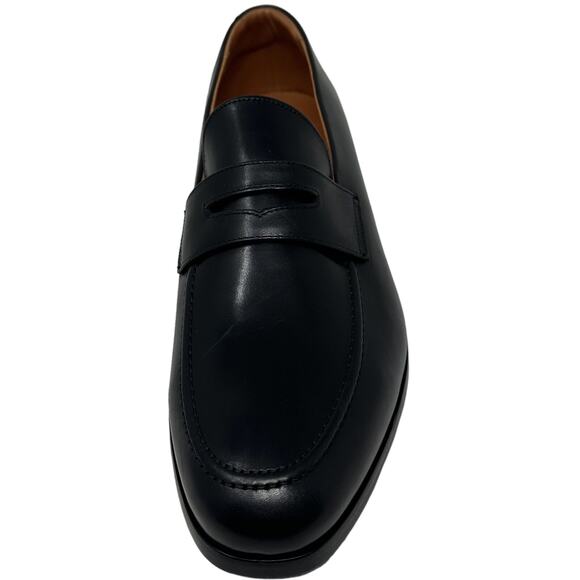 Wolf and Shepherd Men\'s Ringer Calf Leather Penny Loafer Slip-On Black Shoes